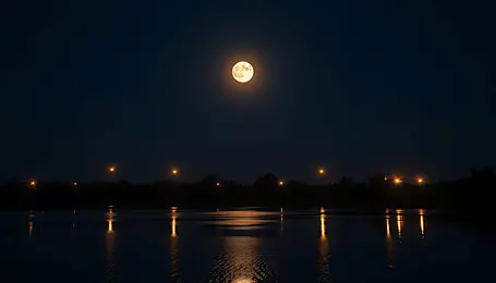 Calming evening scene with soft moonlight representing the transition from activity to restful awareness